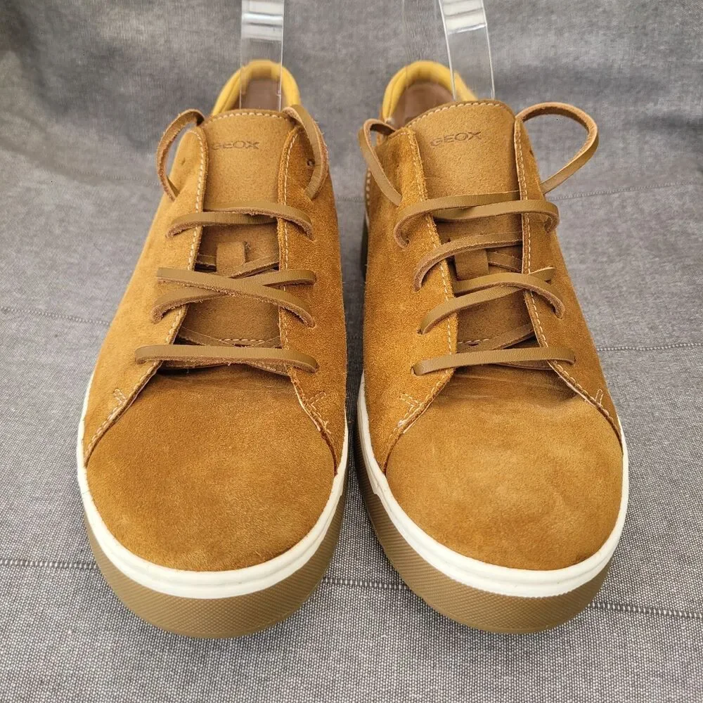 Geox Kapha Suede Sneaker Low Top Dark Yellow Size 41 Or 27cm